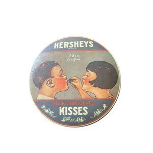 Vintage Hersheys “A Kiss for You” 1982 Milk Chocolate Kisses Metal Tin Can
